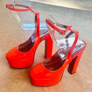 Vibrant Orange Platform Heels